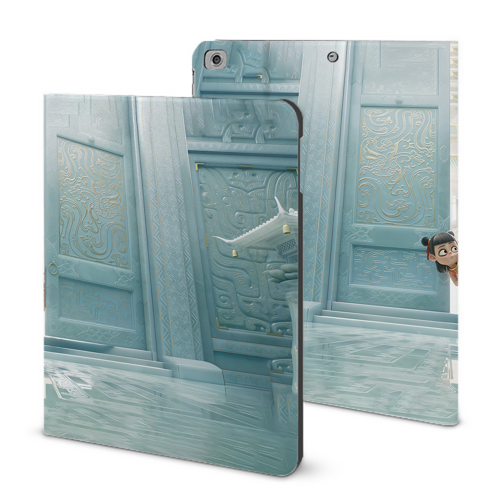 （画像用） Ne Zha 2 ナタ 魔童の大暴れ IPad ケース ブック型 PUレザー TPU 耐衝撃 軽量 薄型 ペン収納なし 全面保護 IPad 各モデル対応